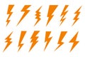 Set thunder and bolt lighting flash icon. Electric thunderbolt, lightning bolt icon, dangerous sign Ã¢â¬â vector Royalty Free Stock Photo